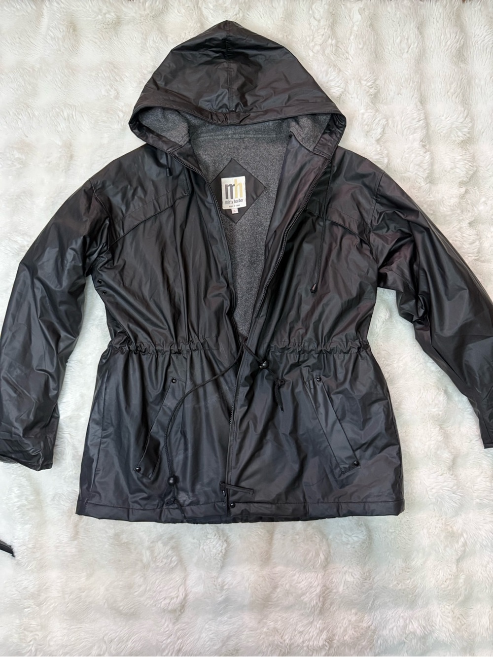 MH Black Hooded Utility Jacket with Drawstring Waist